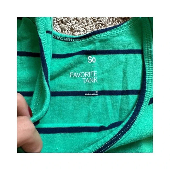 Green and Navy Striped Tank Top​ - Picture 2 of 2